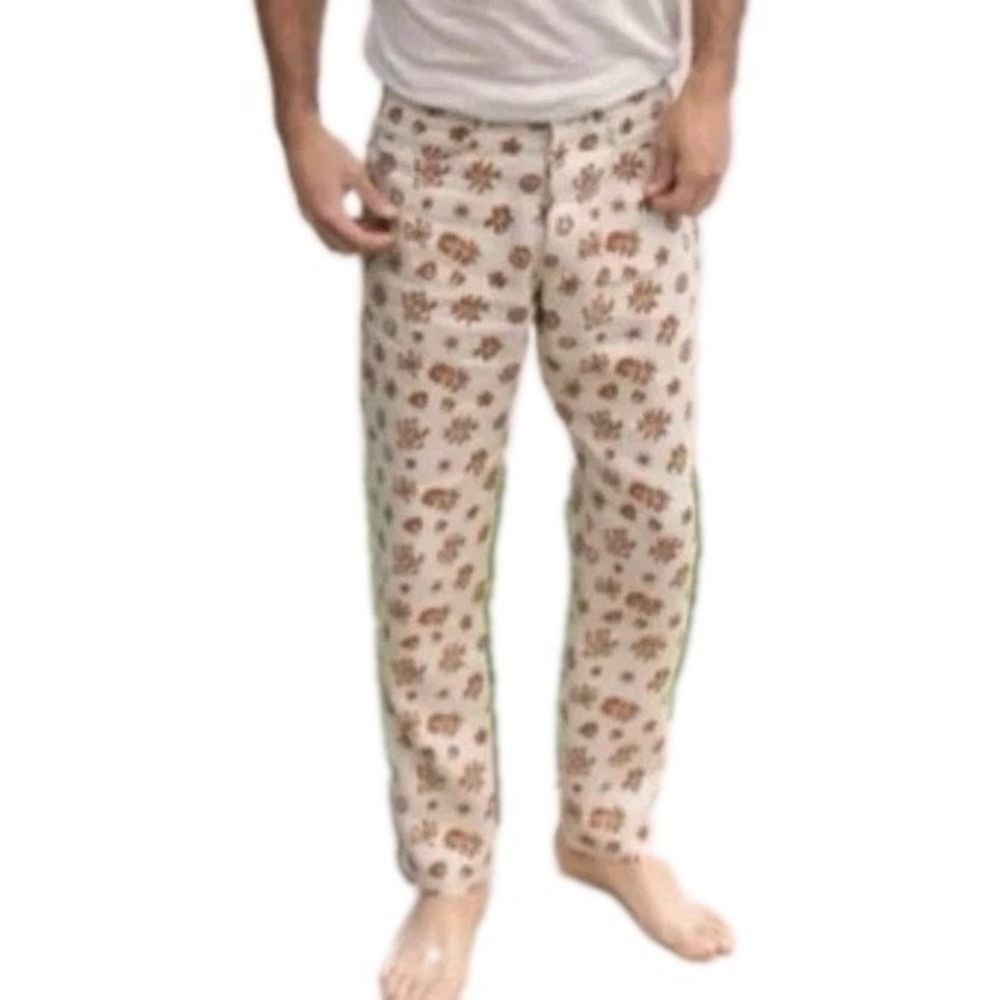 NEW ALEX CRANE Cham Pants Mens Size 31 Beige Floral French Linen Lightweight NWT